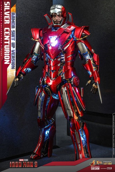 Iron Man 3 Movie Masterpiece Diecast Actionfigur 1/6 Silver Centurion (Armor Suit Up Version)