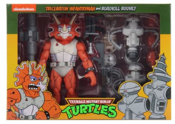 Teenage Mutant Ninja Turtles Action Figures Cartoon Triceraton Infantryman & Roadkill Rodney (3-Pack)