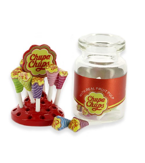 Mini Chupa Chups lollipop jar with lid - 6 cm - 20 pieces