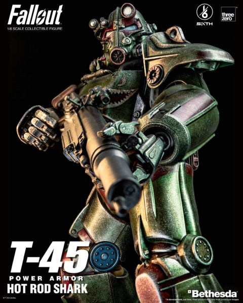 Fallout ThreeZero Actionfigur 1/6 T-45 Hot Rod Shark Power Armor 37 cm