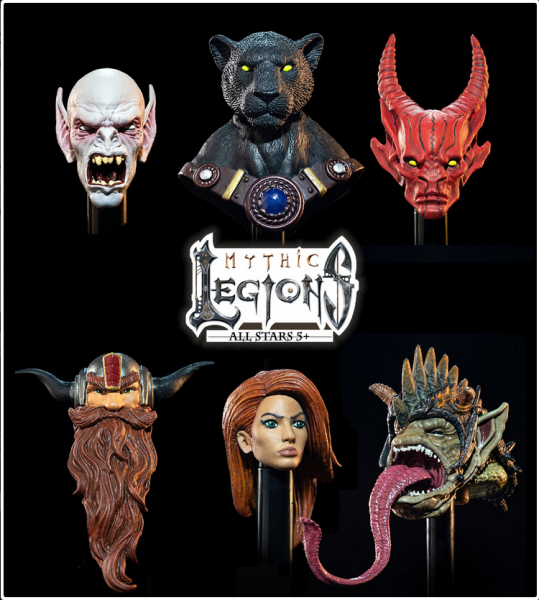 Mythic Legions: All-Stars 5+ Action Figure Accessory Set Heads Pack