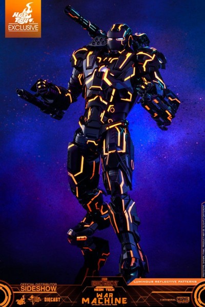 Iron Man 2 Movie Masterpiece Diecast Action Figure 1/6 Neon Tech War Machine (Exclusive)