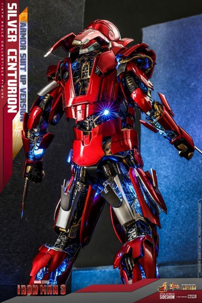 Iron Man 3 Movie Masterpiece Diecast Action Figure 1/6 Silver Centurion (Armor Suit Up Version)