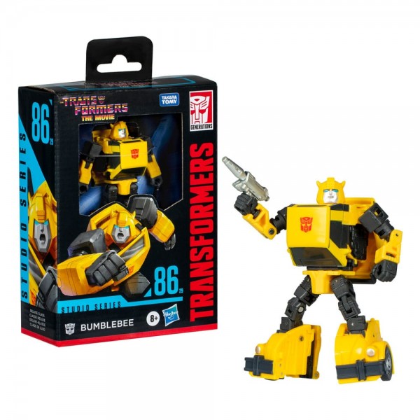 The Bumblebee action figure from the Transformers Studio Series can be transformed from a robot into a mini car in 23 steps and with the included, removable backdrop, the Bumblebee toy can be displayed in the scene “The Deep Unicrons”.