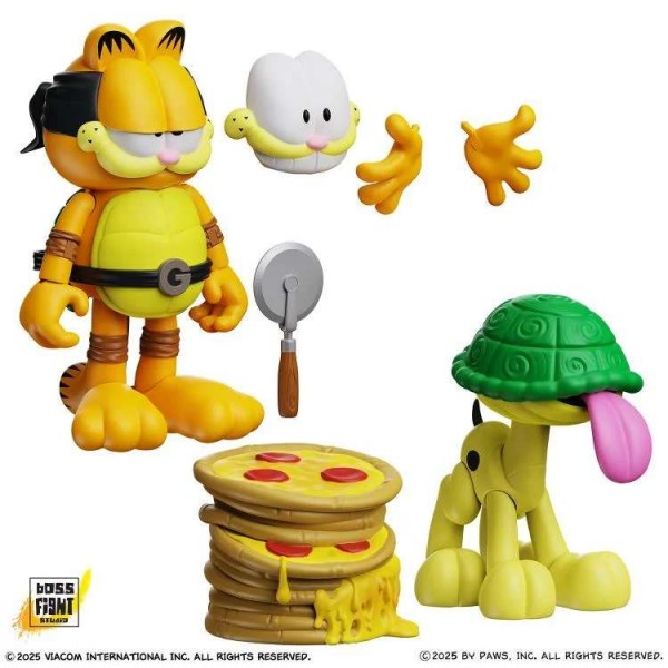 Garfield x TMNT Garfello und Sidekick Odie Actionfiguren