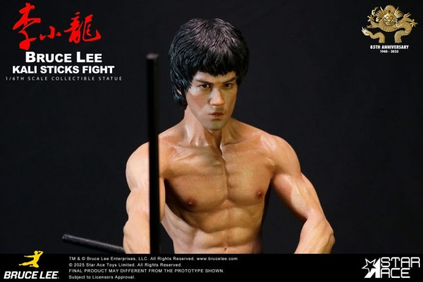 Der Mann mit der Todeskralle Statue 1/6 Bruce Lee Kali Sticks Fight Deluxe Basement Version 30 cm