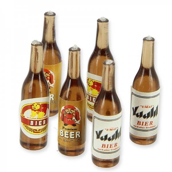 Bierflaschen-Set aus Kunststoff - 1:12 - 6 Stück