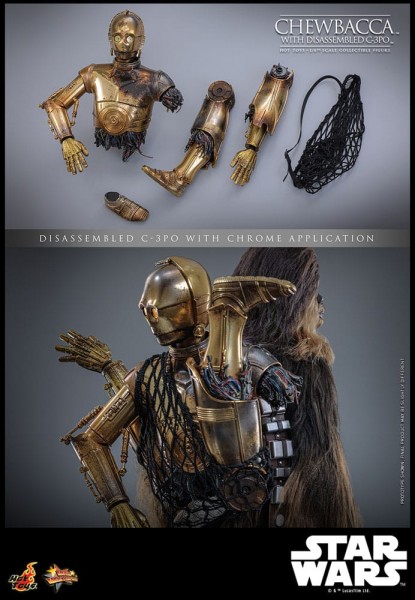 Star Wars Episode V Movie Masterpiece Actionfigur 1/6 Chewbacca with Disassembled C-3PO 36 cm