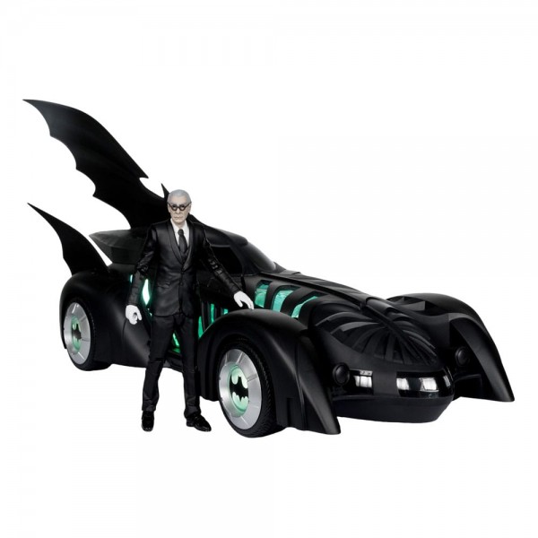 Batman Forever DC Multiverse Action Figure with Vehicle Alfred Pennyworth &amp; Batmobile (Gold Label) 79 cm