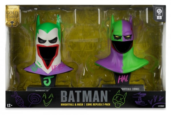 Batman DC Direct Mini-Replik 1/3 2er-Pack Batman Masken Hush & Knightfall (Jokerized) (Gold Label) 1