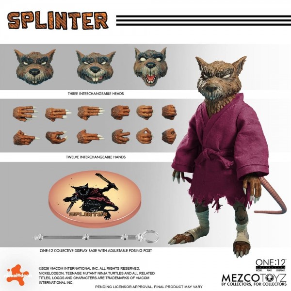 Teenage Mutant Ninja Turtles One:12 Collective Action Figure 1/12 Splinter 17 cm