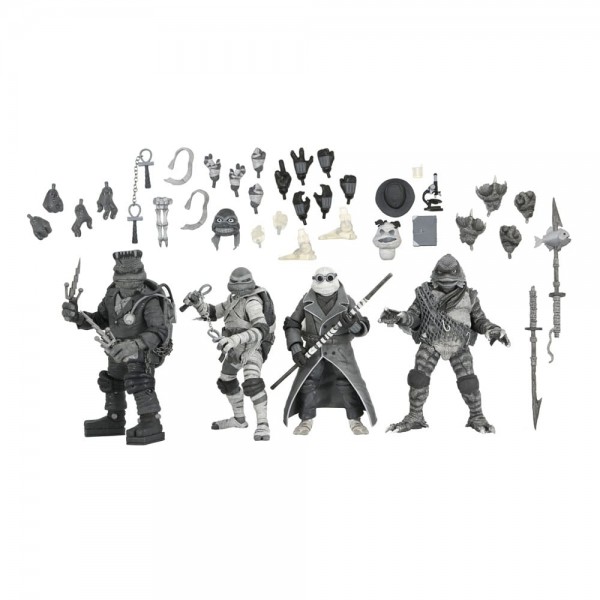 Universal Monsters x Teenage Mutant Ninja Turtles Actionfiguren 4er-Pack Turtles Black & White 18 cm