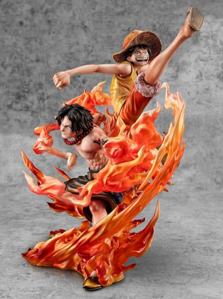 One Piece P.O.P PVC Statue NEO-Maximum Luffy &amp; Ace Bond between brothers 20th Limited Ver. 25 cm