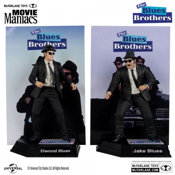 The Blues Brothers Movie Maniacs Actionfiguren 2er-Pack Jake &amp; Elwood Blues (Gold Label) 15 cm