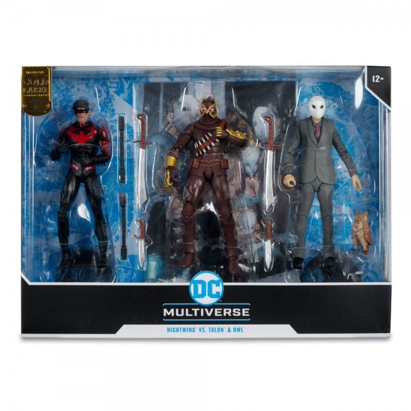 DC Multiverse Action Figure 3-Pack Nightwing vs. Talon & Owl (Batman: The Court of Owls) (Gold Label) 18 cm