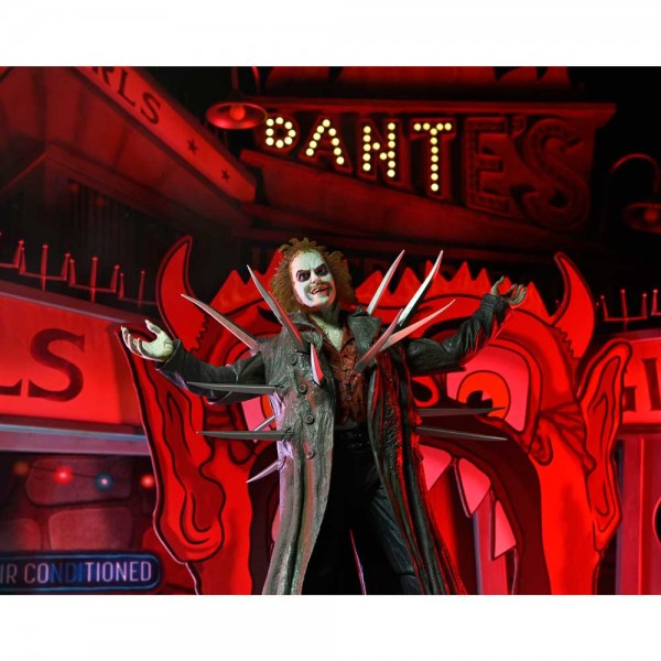 Beetlejuice Inferno Room Deluxe Set & Ultimate Beetlejuice Trenchcoat with Spikes Action Figure 18 cm