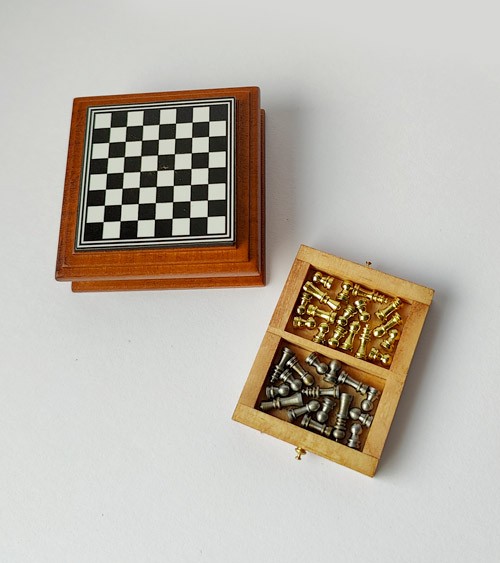 Small chessboard with magnetic pieces