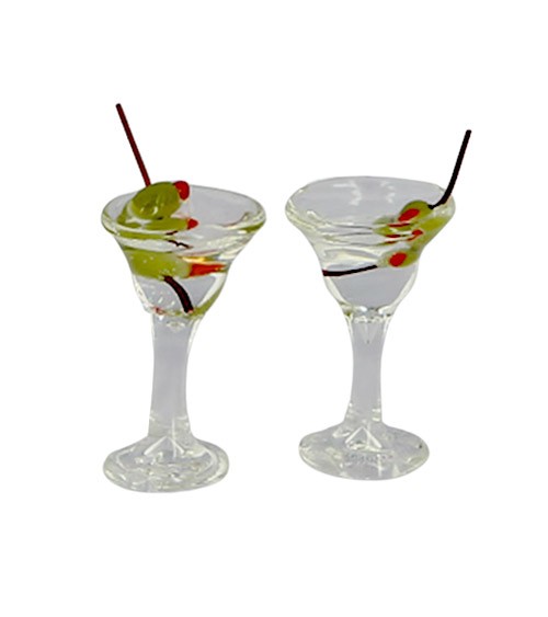 Cocktail glasses with olives - plastic - 1:12 - 2 pieces