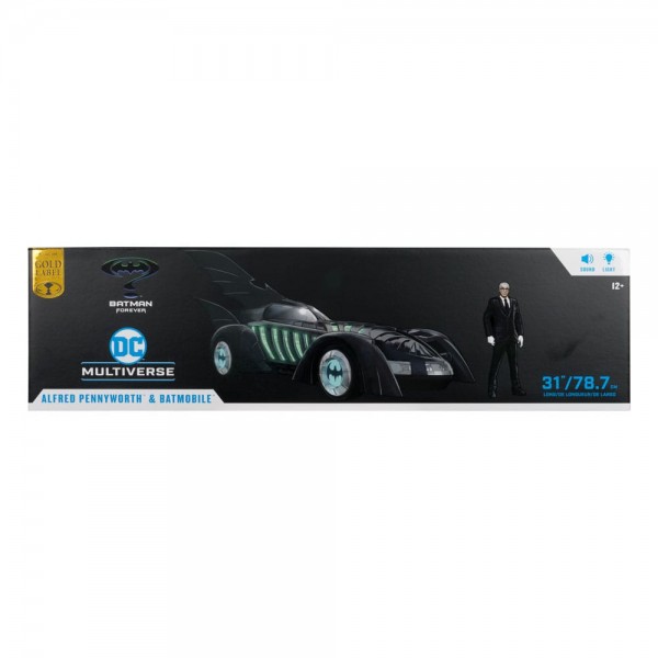 Batman Forever DC Multiverse Actionfigur mit Fahrzeug Alfred Pennyworth & Batmobile (Gold Label)