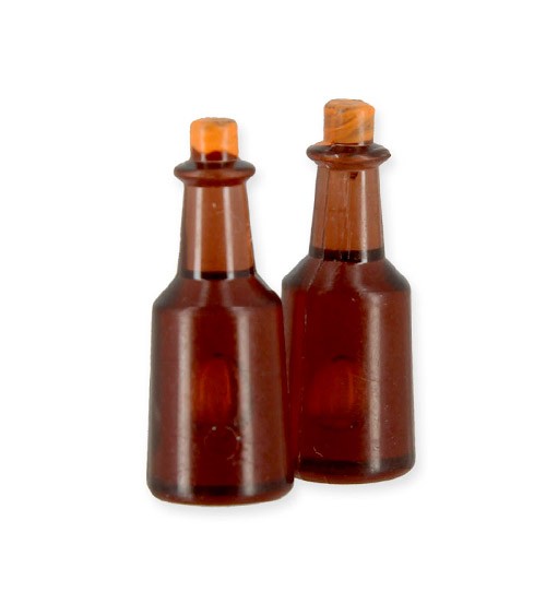 Brown plastic bottles - 1:12 - 2 pieces