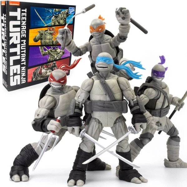 TMNT BST AXN Turtles IDW Comic Black and White 5-Inch Action Figure 4-Pack - SDCC 2023 Exclusive