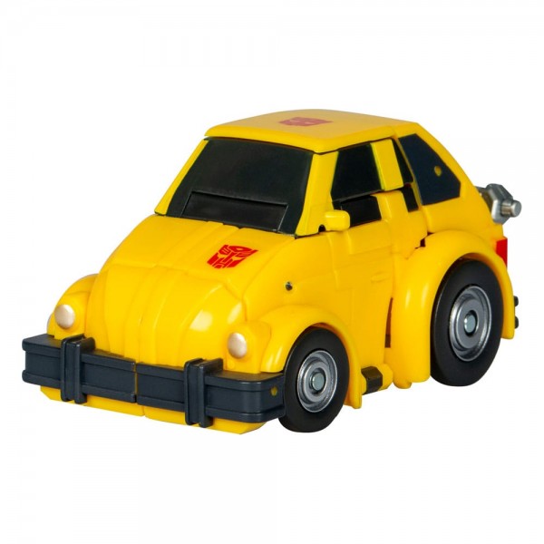 The Bumblebee action figure from the Transformers Studio Series can be transformed from a robot into a mini car in 23 steps and with the included, removable backdrop, the Bumblebee toy can be displayed in the scene “The Deep Unicrons”.