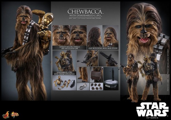 Star Wars Episode V Movie Masterpiece Actionfigur 1/6 Chewbacca with Disassembled C-3PO 36 cm