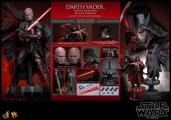 Star Wars Actionfigur 1/6 Darth Vader (Battle Damaged) Deluxe Version 35 cm