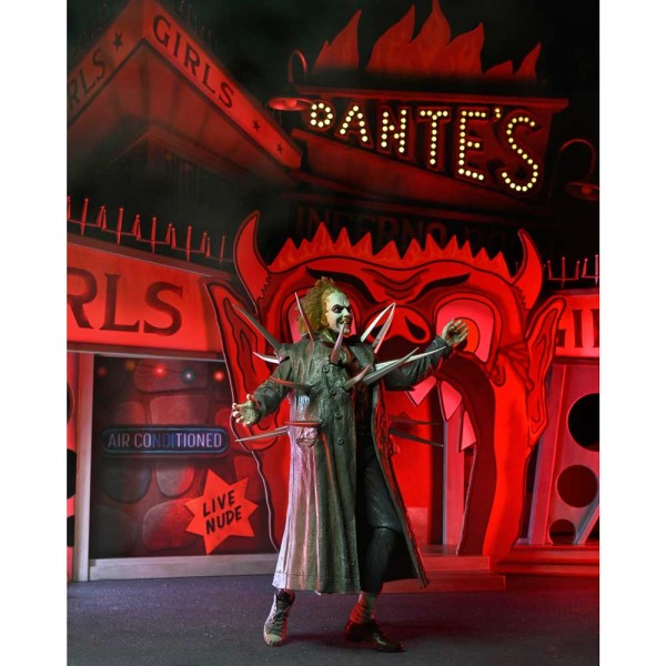 Beetlejuice Inferno Room Deluxe Set & Ultimate Beetlejuice Trenchcoat with Spikes Action Figure 18 cm