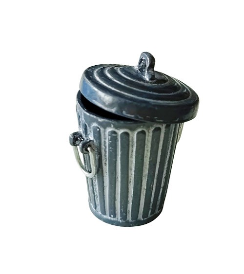 Metal dustbin with removable lid - 1:12 - dark gray