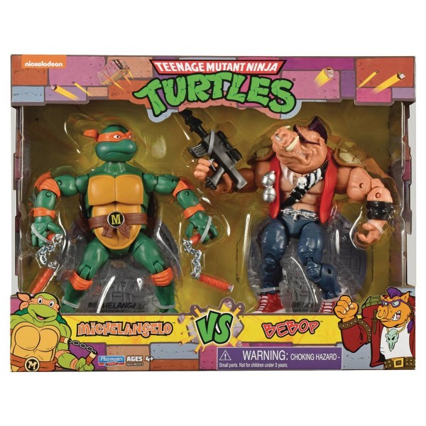 Teenage Mutant Ninja Turtles Classic Actionfiguren Michelangelo vs. Bebop (2-Pack)