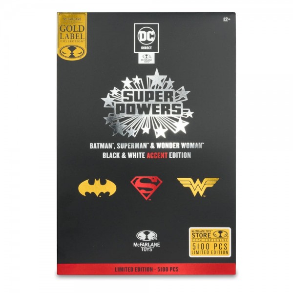 DC Direct Batman, Superman & Wonder Woman Black & White Accent Edition Gold Label 13 cm