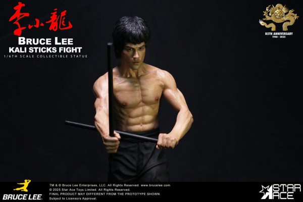 Der Mann mit der Todeskralle Statue 1/6 Bruce Lee Kali Sticks Fight Deluxe Basement Version 30 cm