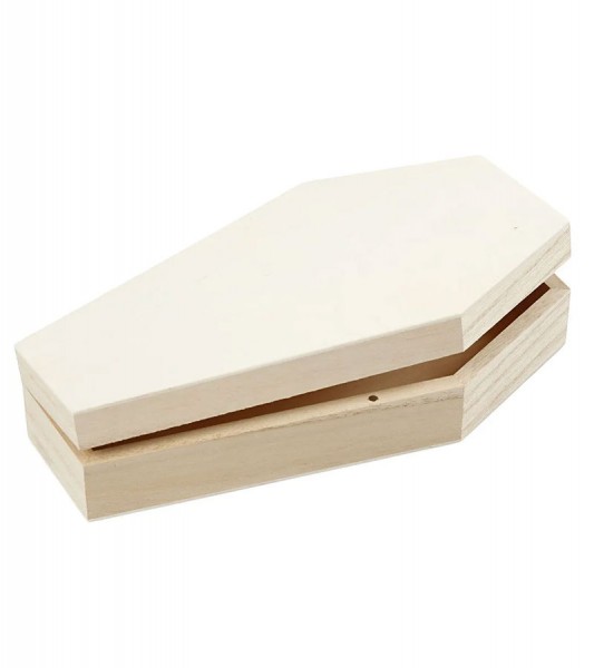 Small wooden coffin with magnetic lock - 10 x 18 x 4 cm