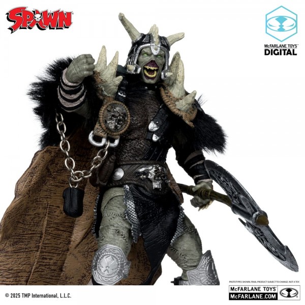 Spawn Actionfigur Bloodaxe mit Pferd (Spawn: The Dark Ages) (McFarlane Toys 30th Anniversary) (Gold