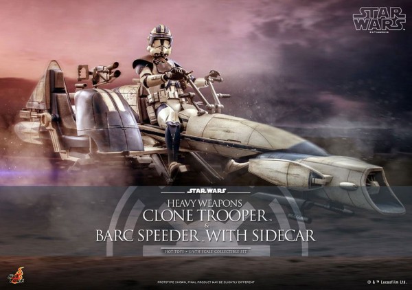 Star Wars Clone Wars Television Masterpiece Action Figure Set 1/6 Heavy Weapons Clone Trooper & BARC Speeder with Sidecar