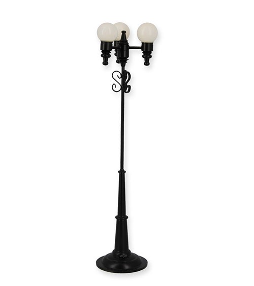 Small street lamp with 3 LEDs - 1:12 - black - 20 cm