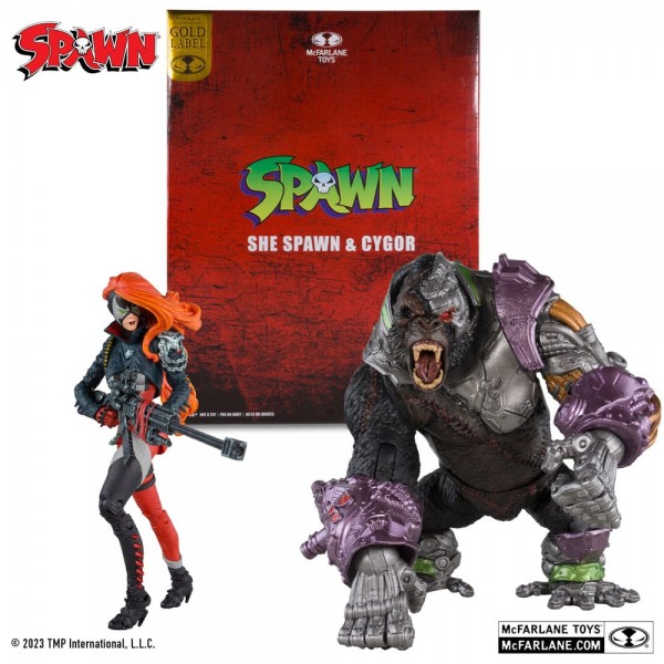 Spawn Action Figures Pack of 2 She Spawn & Cygor (Gold Label) 18 cm