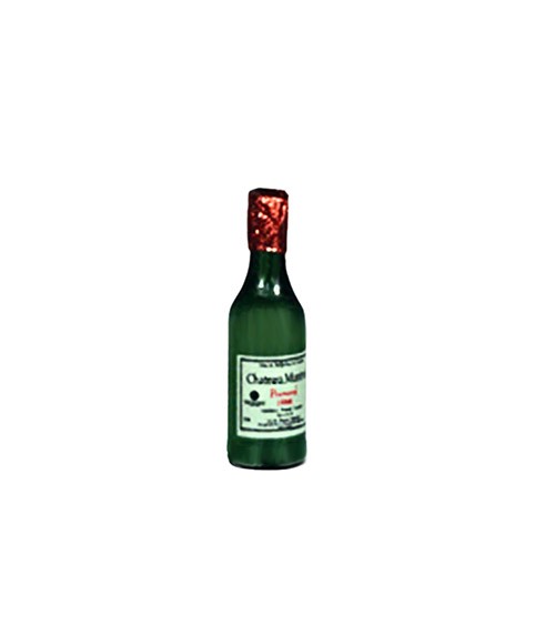 Red wine bottle - plastic - 1:12 - 3.5 cm