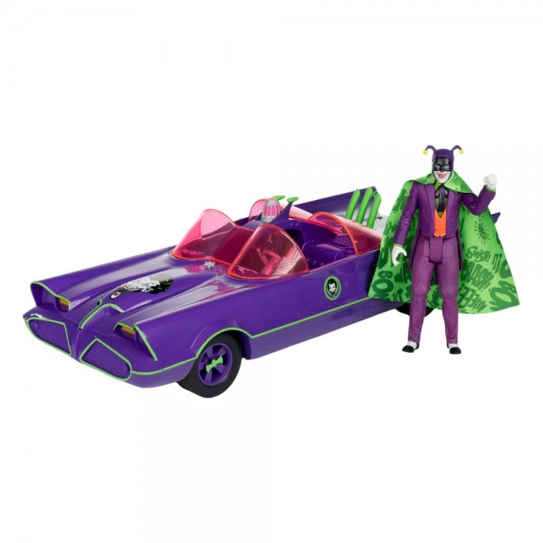 DC Retro Actionfigur Batman 66 Batmobil with Joker (Gold Label) 15 cm