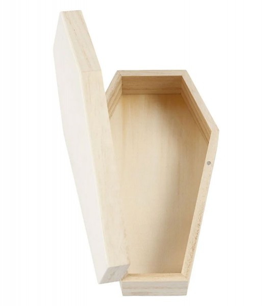 Small wooden coffin with magnetic lock - 10 x 18 x 4 cm