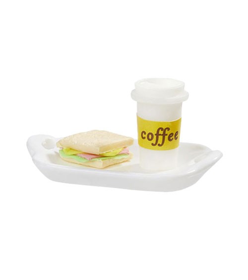 Mini Tablett mit Sandwich &amp; Kaffee - 3-teilig