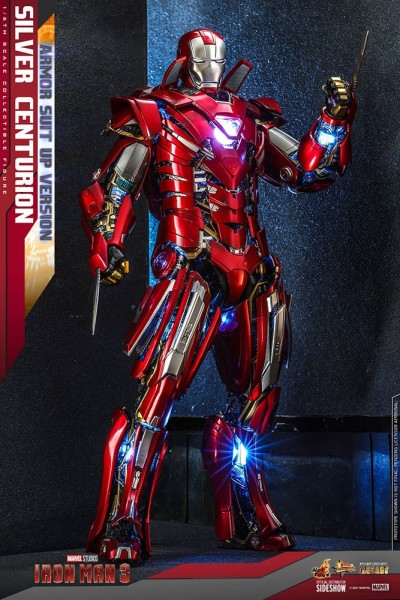 Iron Man 3 Movie Masterpiece Diecast Action Figure 1/6 Silver Centurion (Armor Suit Up Version)