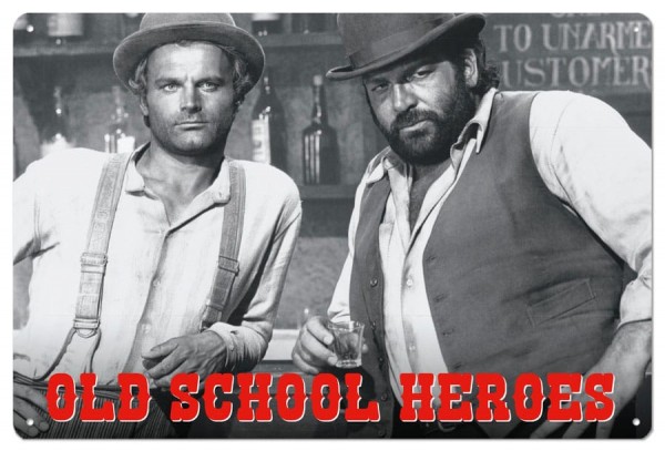 Bud Spencer &amp; Terence Hill Tin Sign Old School Heroes 20 x 30 cm