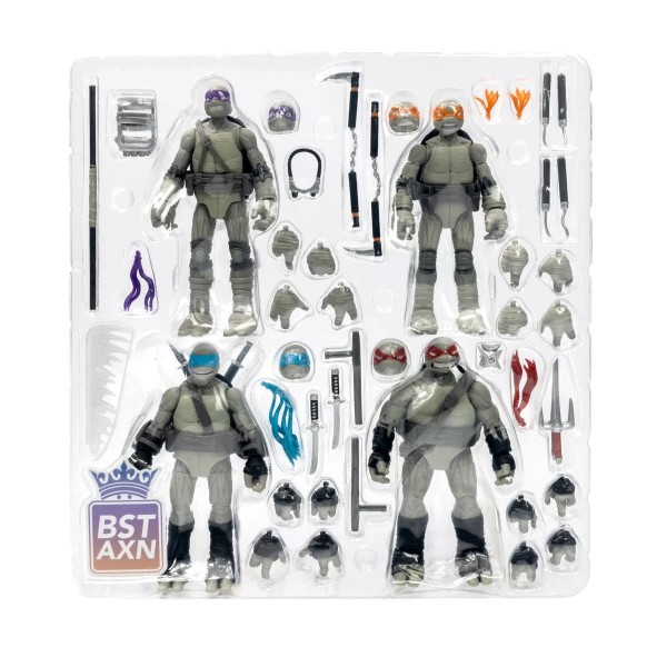 TMNT BST AXN Turtles IDW Comic Black and White 5-Inch Actiofigur 4-Pack - SDCC 2023 Exclusive