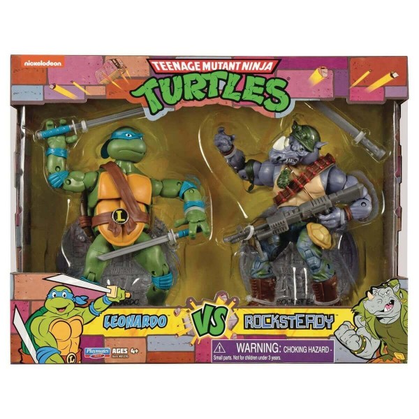 Teenage Mutant Ninja Turtles Classic Action Figures Leonardo vs Rocksteady (2-Pack)