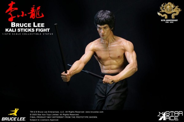 Der Mann mit der Todeskralle Statue 1/6 Bruce Lee Kali Sticks Fight Deluxe Basement Version 30 cm