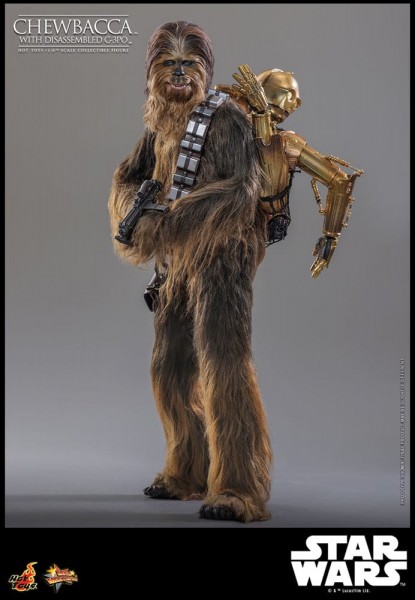 Star Wars Episode V Movie Masterpiece Actionfigur 1/6 Chewbacca with Disassembled C-3PO 36 cm