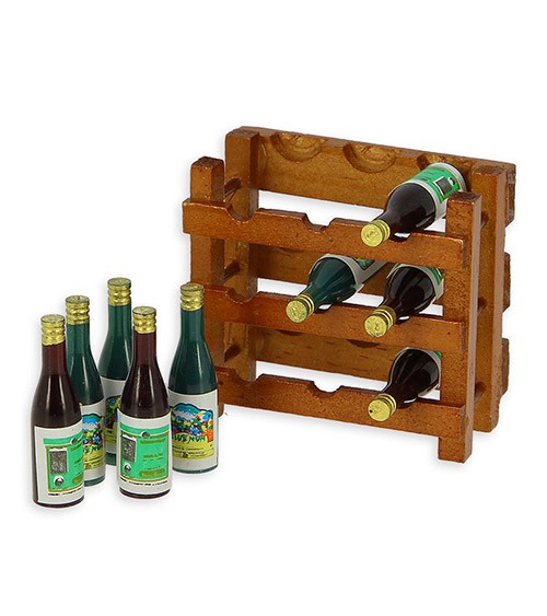 Small wooden wine rack with 9 bottles - 5.5 cm