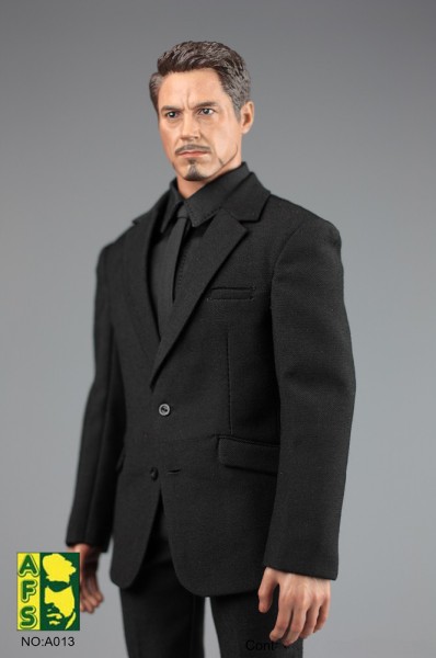 AFS Action Figure Accessory 1/6 Men's Casual Black Suit 2.0